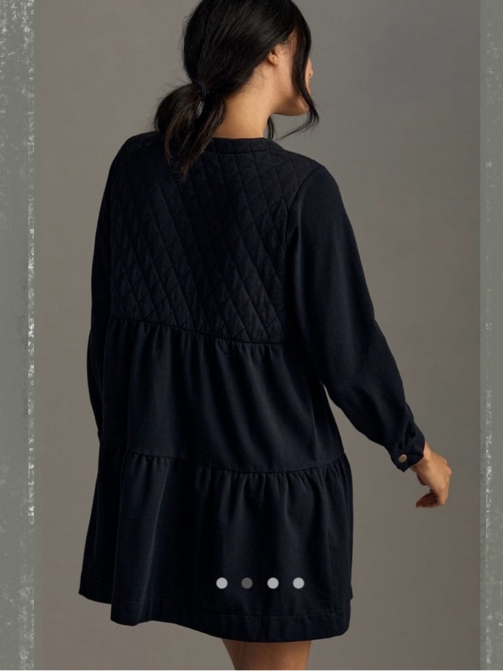 New! Anthropologie Sundays by weareysunday Black Button-Front Flowy Mini Dress - Picture 6 of 8